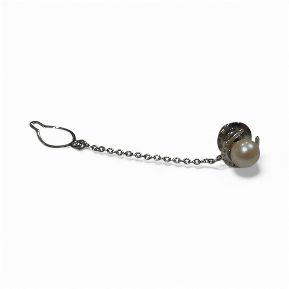 Vintage Silver & Cultured Pearl Lapel Pin Tie Tack Classy